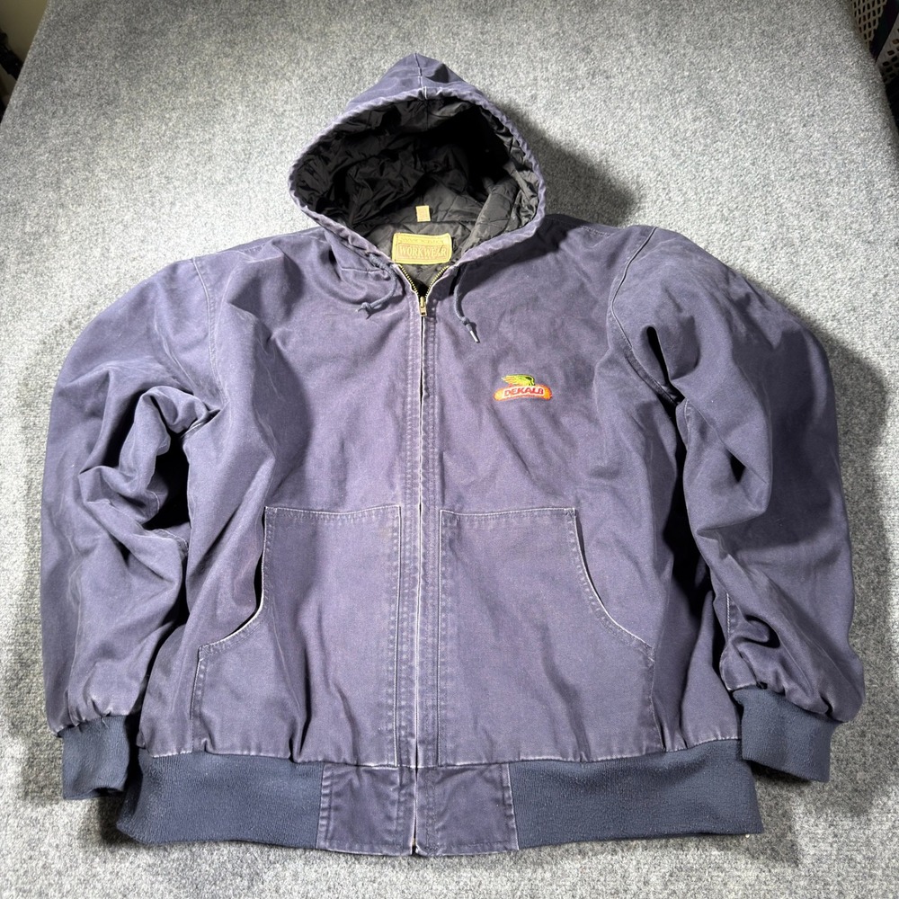 Swingster DEKALB Workwear Hooded Canvas Jacket Mens XXL Blue
